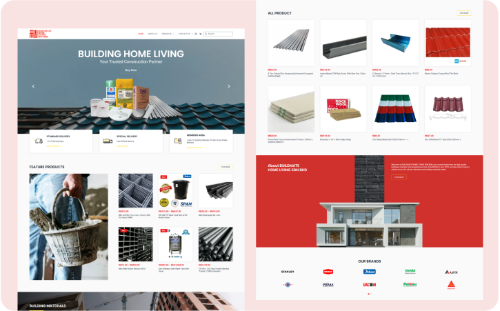 Website Design with e-commerce style, showcasing products and available payment method.