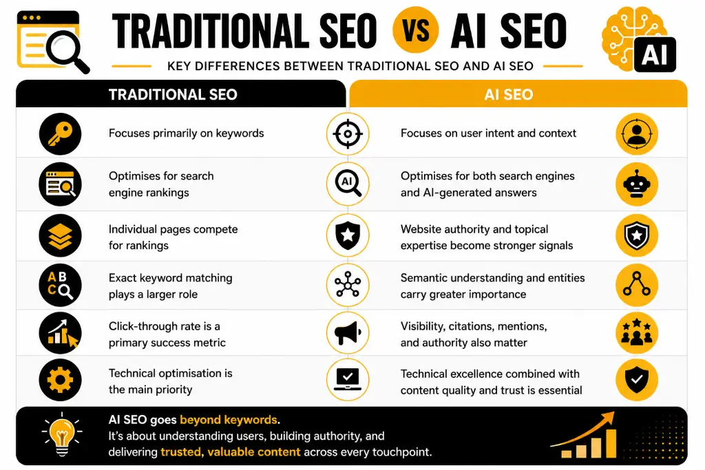 Traditional SEO and AI SEO